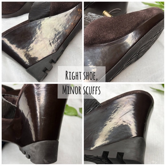 Via Spiga Suede Wedge Heel Mules Brown 7 M - Picture 5 of 9